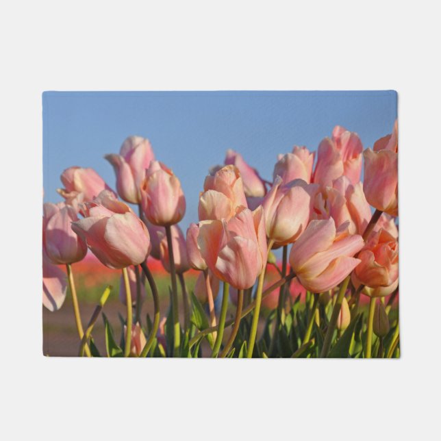 Pink spring tulips doormat (Front)