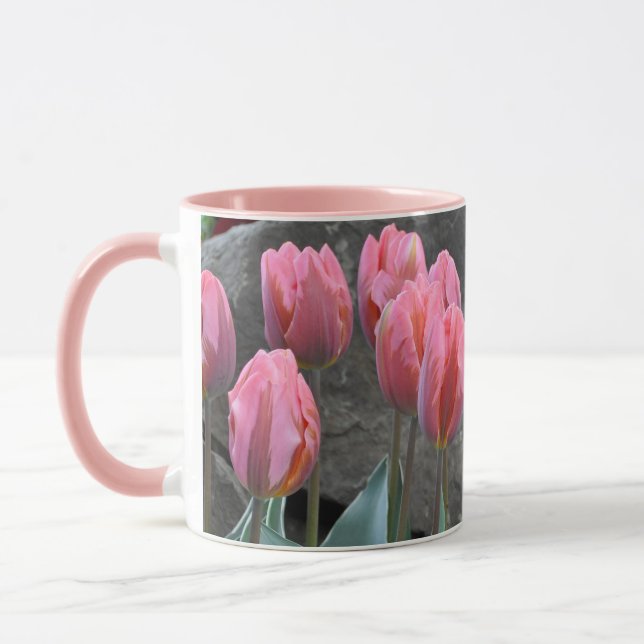 Pink spring tulips mug (Left)