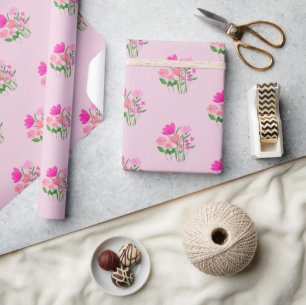 Pink Spring Twins in Bloom Joyful Wrapping Paper