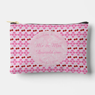 Pink Spring Wedding Cherry blossom and cherries Accessory Pouch