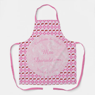 Pink Spring Wedding Cherry blossom and cherries Apron