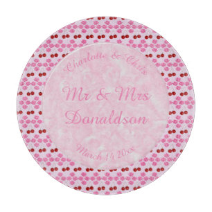 Pink Spring Wedding Cherry blossom and cherries Cutting Board