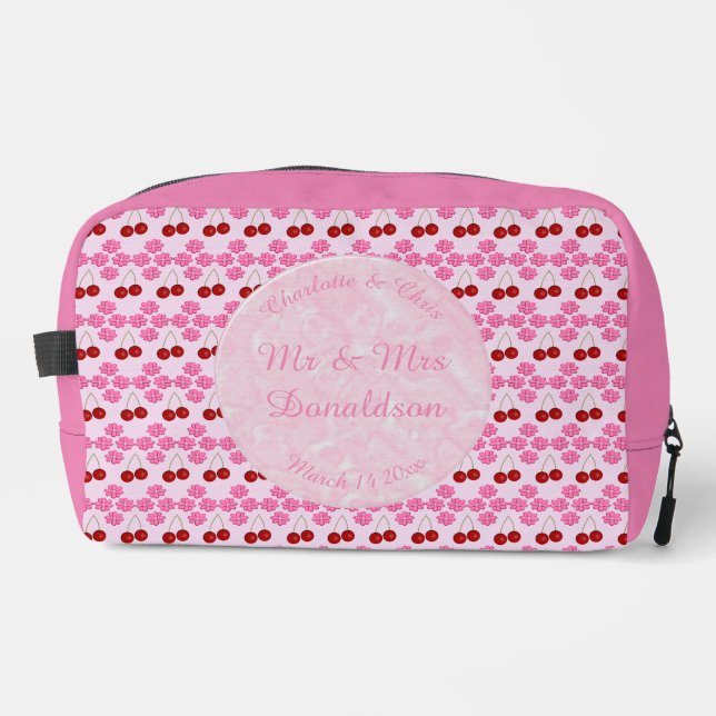 Pink Spring Wedding Cherry blossom and cherries Dopp Kit (Front)