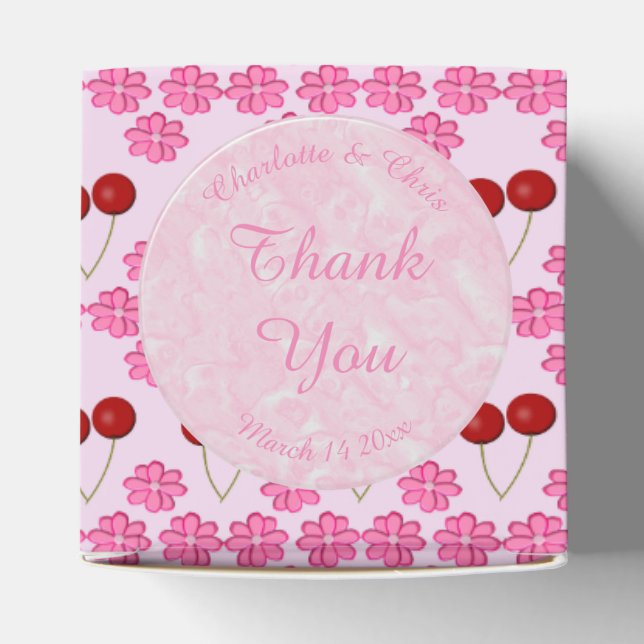 Pink Spring Wedding Cherry blossom and cherries Favour Box (Top)