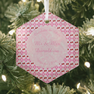 Pink Spring Wedding Cherry blossom and cherries Glass Tree Decoration