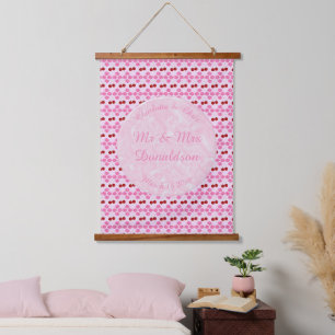 Pink Spring Wedding Cherry blossom and cherries Hanging Tapestry