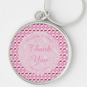 Pink Spring Wedding Cherry blossom and cherries Key Ring