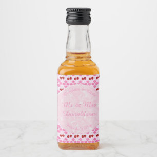 Pink Spring Wedding Cherry blossom and cherries Liquor Bottle Label