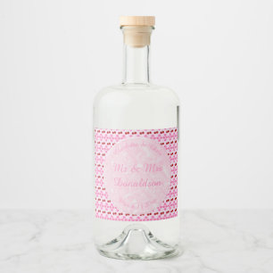 Pink Spring Wedding Cherry blossom and cherries Liquor Bottle Label