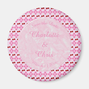 Pink Spring Wedding Cherry blossom and cherries Magnet