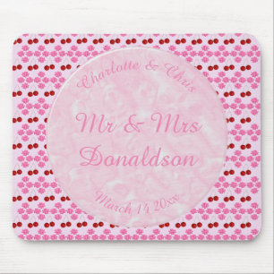 Pink Spring Wedding Cherry blossom and cherries Mouse Mat