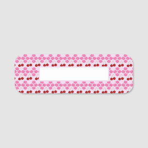 Pink Spring Wedding Cherry blossom and cherries Name Tag