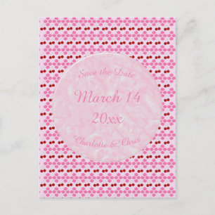 Pink Spring Wedding Cherry blossom and cherries Postcard