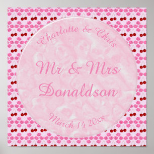 Pink Spring Wedding Cherry blossom and cherries Poster