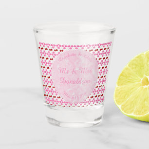 Pink Spring Wedding Cherry blossom and cherries Shot Glass