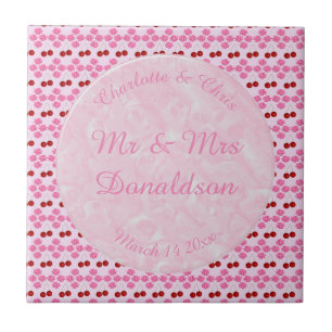 Pink Spring Wedding Cherry blossom and cherries Tile