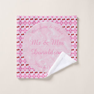 Pink Spring Wedding Cherry blossom and cherries Wash Cloth
