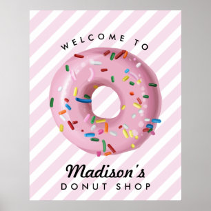 Pink Sprinkle Doughnut Birthday Welcome Sign