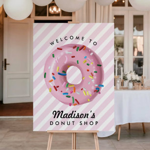 Pink Sprinkle Doughnut Birthday Welcome Sign