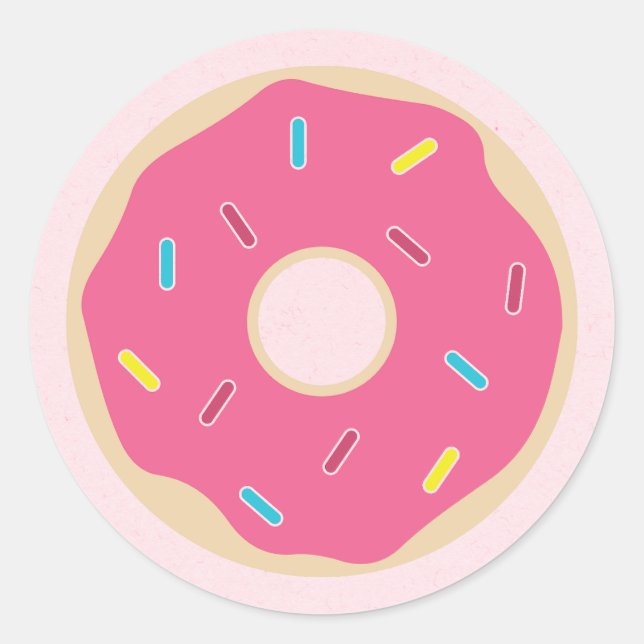 Pink Sprinkle Doughnut Girl Birthday Party Classic Round Sticker (Front)