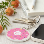 Pink Sprinkle Doughnut  Key Ring<br><div class="desc">Cute keychain that looks like a big pink doughnut. Perfect gift for the doughnut lover! For more fun doughnut party decoration ideas see our Doughnut Party Collection.</div>