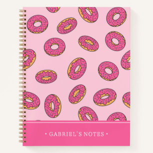 Pink Sprinkle Doughnut Pattern   Add Your Name Notebook