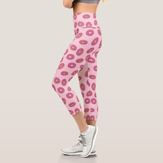Pink Sprinkle Doughnut Pattern Capri Leggings (Left)