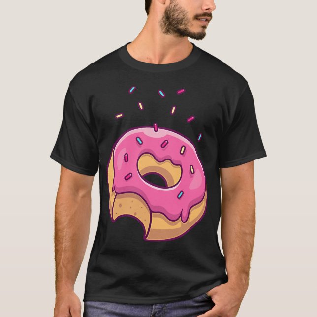 Pink Sprinkle Doughnut Pocket Doughnut Lovers T-Shirt (Front)