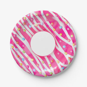Pink Sprinkle Doughnut Pool Float Paper Plate