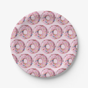 Pink Sprinkle Doughnut Shop Paper Plate