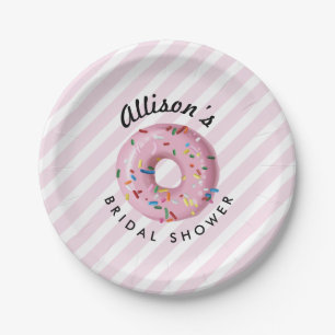 Pink Sprinkle Doughnut Shop Paper Plate