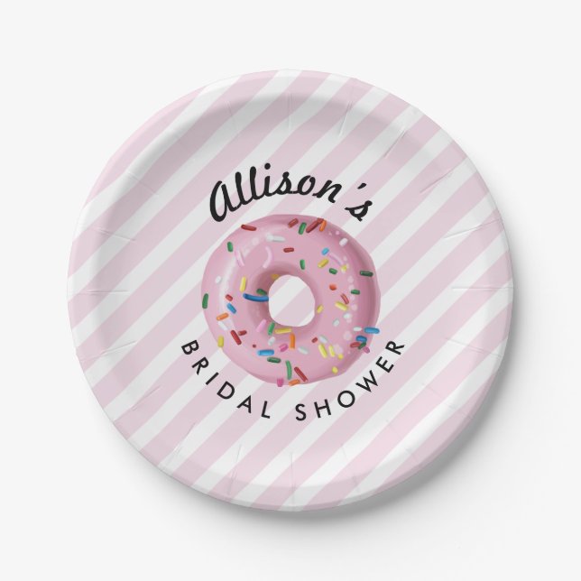 Pink Sprinkle Doughnut Shop Paper Plate (Front)
