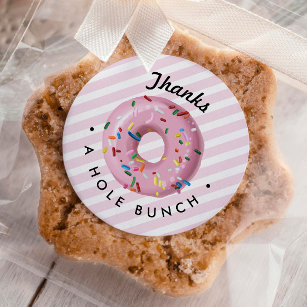 Pink Sprinkle Doughnut Thanks a Hole Bunch Classic Round Sticker