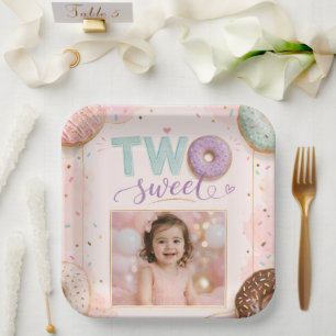 Pink Sprinkle Doughnut Theme Paper Plate