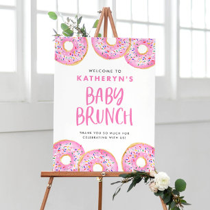 Pink Sprinkle Doughnuts Baby Brunch Welcome Poster