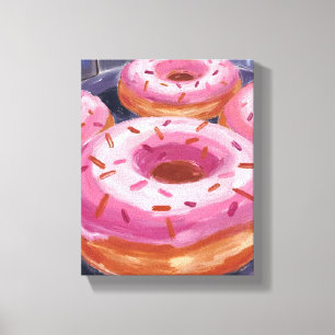 Pink Sprinkle Doughnuts Baking Pastry Canvas Print