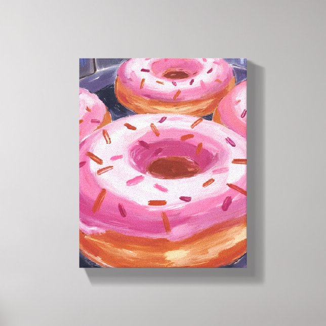 Pink Sprinkle Doughnuts Baking Pastry Canvas Print (Front)