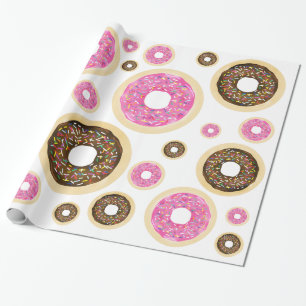 Pink Sprinkle Doughnuts Modern Birthday Party Fun Wrapping Paper