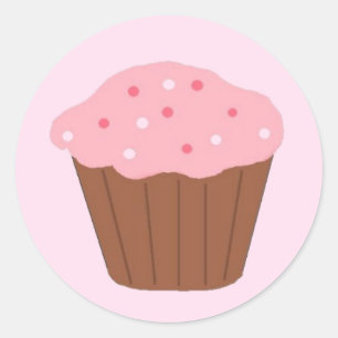 Pink Sprinkled Cupcake Classic Round Sticker