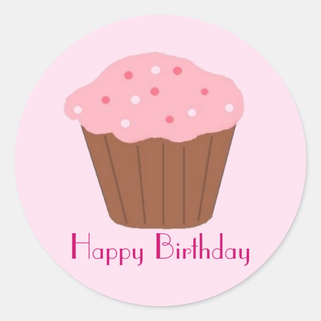 Pink Sprinkled Cupcake Classic Round Sticker (Front)