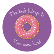 Pink Sprinkled Doughnut Bookplate