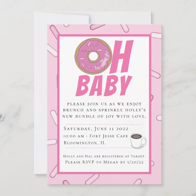 Pink Sprinkles Brunch Baby Shower Invitation (Front)