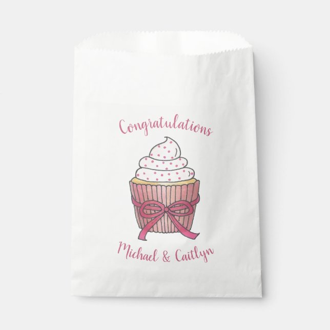 Pink Sprinkles Cupcake Wedding Bridal Shower Cake Favour Bags (Front)