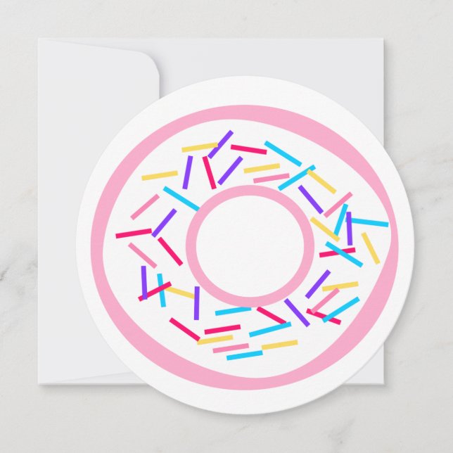 Pink Sprinkles Doughnut Round Flat Card (Front)