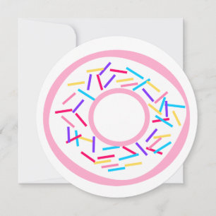 Pink Sprinkles Doughnut Round Flat Card