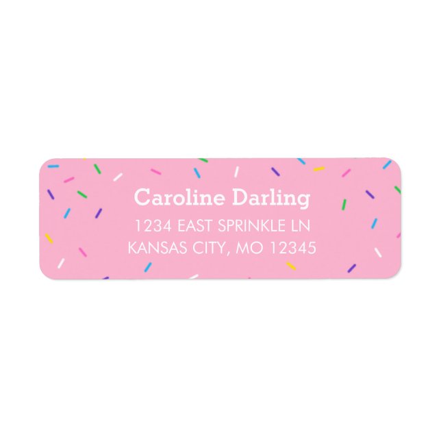 Pink Sprinkles Return Address Label (Front)