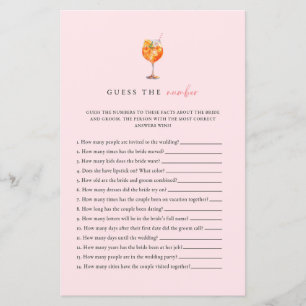 Pink Spritz Bridal Shower Guess The Number Game
