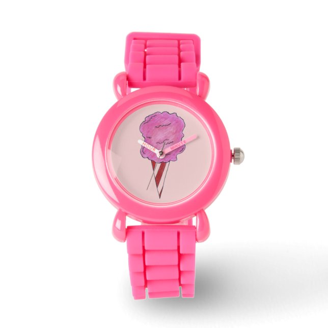 Pink Spun Sugar Cotton Candy Carnival Watch (Front)