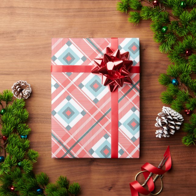 Pink Square Christmas 30"x6' Wrapping Paper (Holiday Gift)