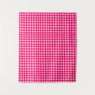 Pink square mesh grid tapestry
